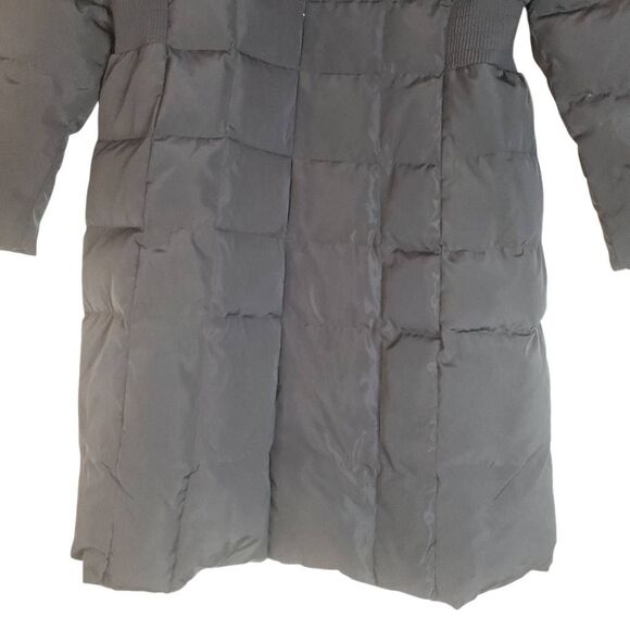 Cole Haan Signature Quilted Hooded Down Mid-Length Taffeta Puffer Coat Black XL - Picture 8 of 16
